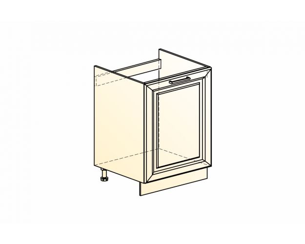 Атланта Шкаф рабочий под мойку L500 (1 дв. гл.) (эмаль) (Белый/Сливки патина платина)