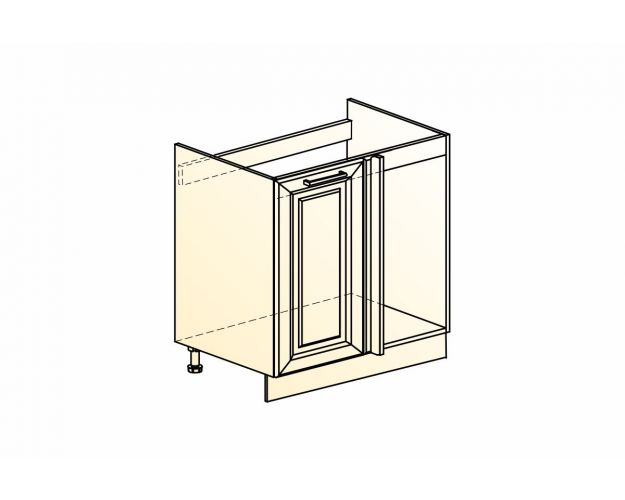 Монако Шкаф рабочий под мойку угл. L800 (1 дв. гл.) (Белый/Охра матовый)