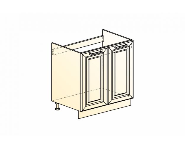 Атланта Шкаф рабочий под мойку L800 (2 дв. гл.) (эмаль) (Белый/Сливки патина платина)