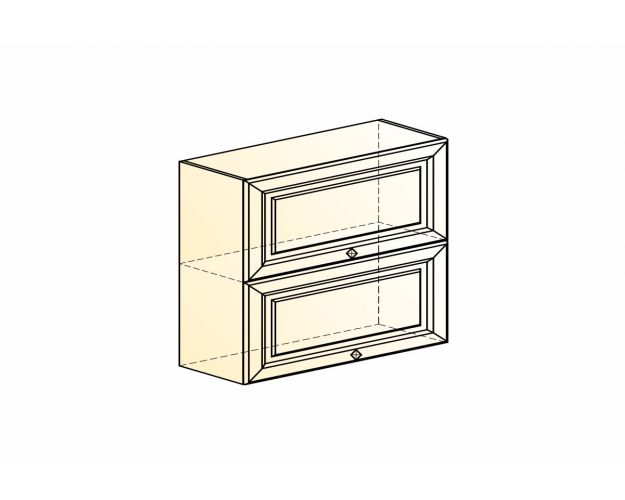 Мишель Шкаф навесной L800 Н720 (2 дв. гл. гориз.) (эмаль) (белый/кофейный)
