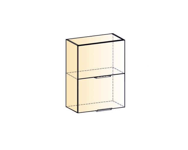 Стоун Шкаф навесной L500 Н720 (2 дв. гл.гориз.) (белый/изумруд софттач)